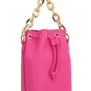 MCM Mini Logo Chain Drawstring Bucket Bag BEETROOT PURPLE